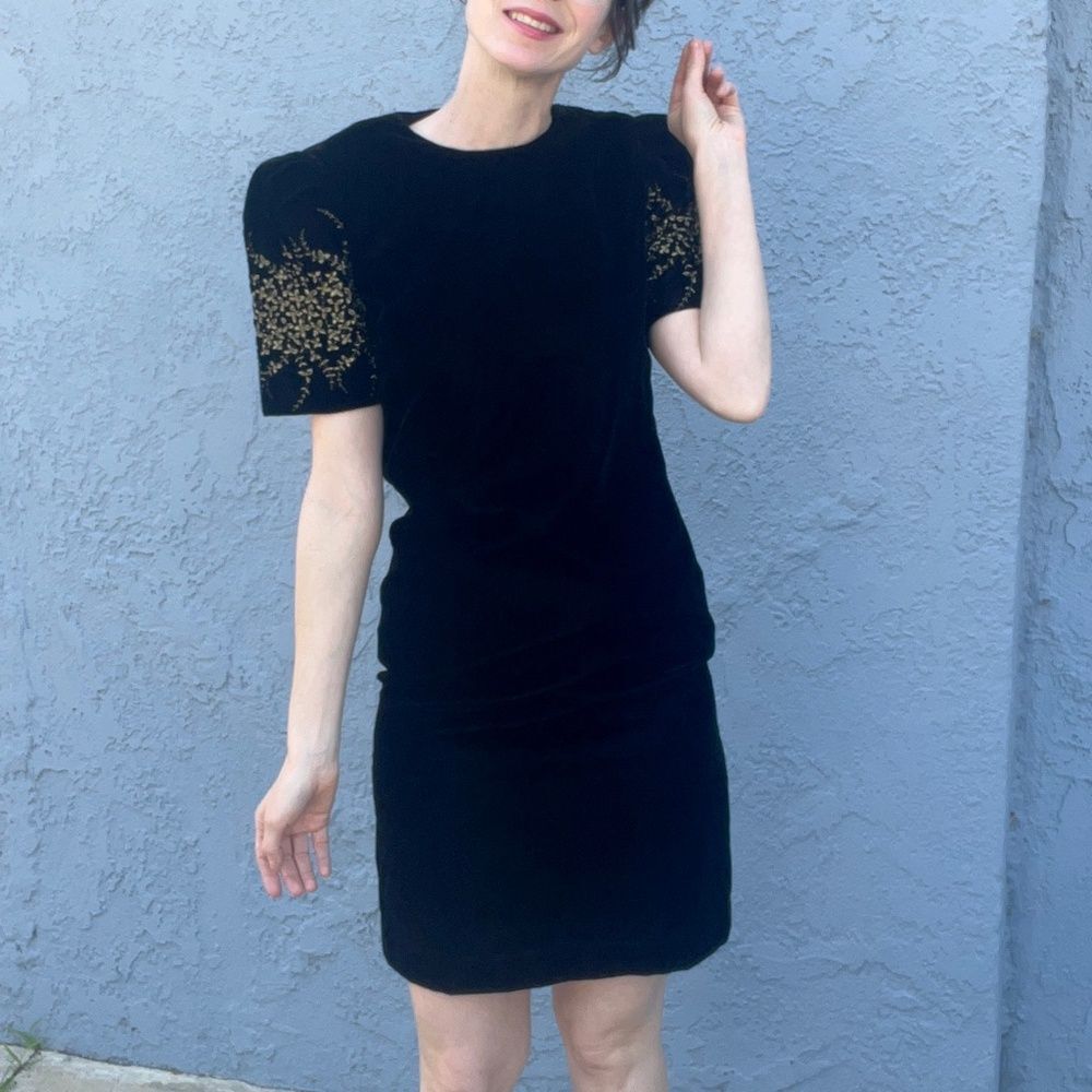 Vintage Party dress Black velvet Talbots Dress Size Small